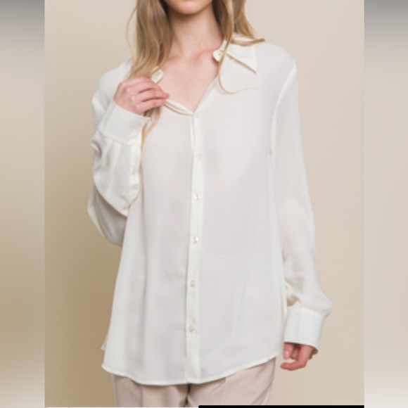 32 Fabulous Loose Fit Long Sleeve Button Down Blouse Shirt - Picture 2 of 2